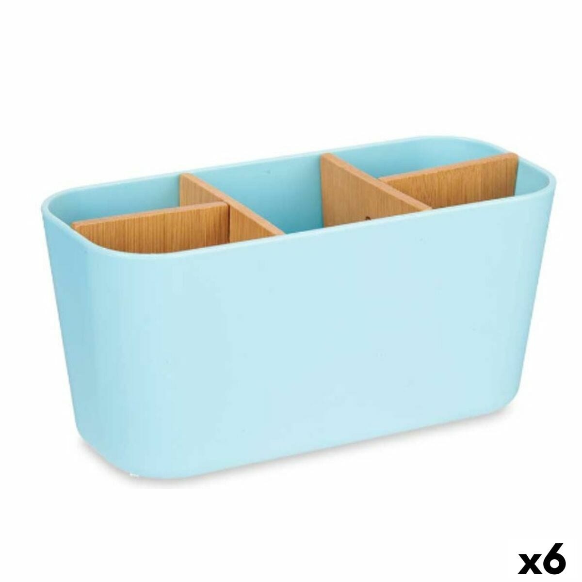 Berilo Haus & Küche, Badezimmer Zahnbürstenhalter Blau Bambus Polypropylen 21 x 10 x 9 cm (6 Stück)