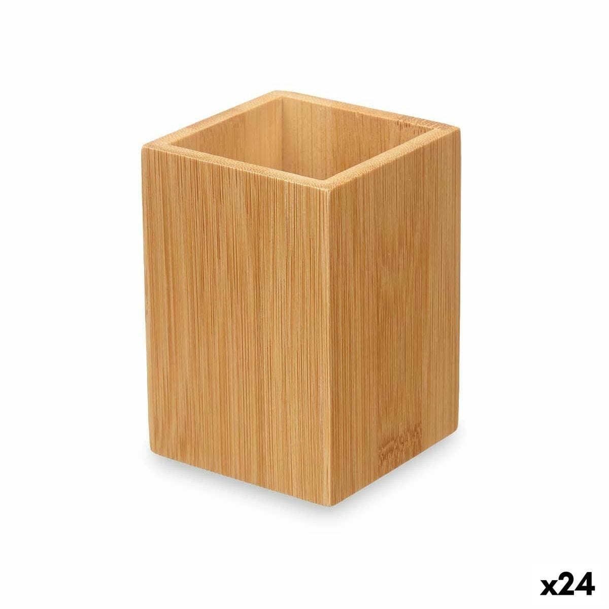 Berilo Haus & Küche, Badezimmer Zahnbürstenhalter natürlich Bambus Kunststoff 6,8 x 9,7 x 6,8 cm (24 Stück)