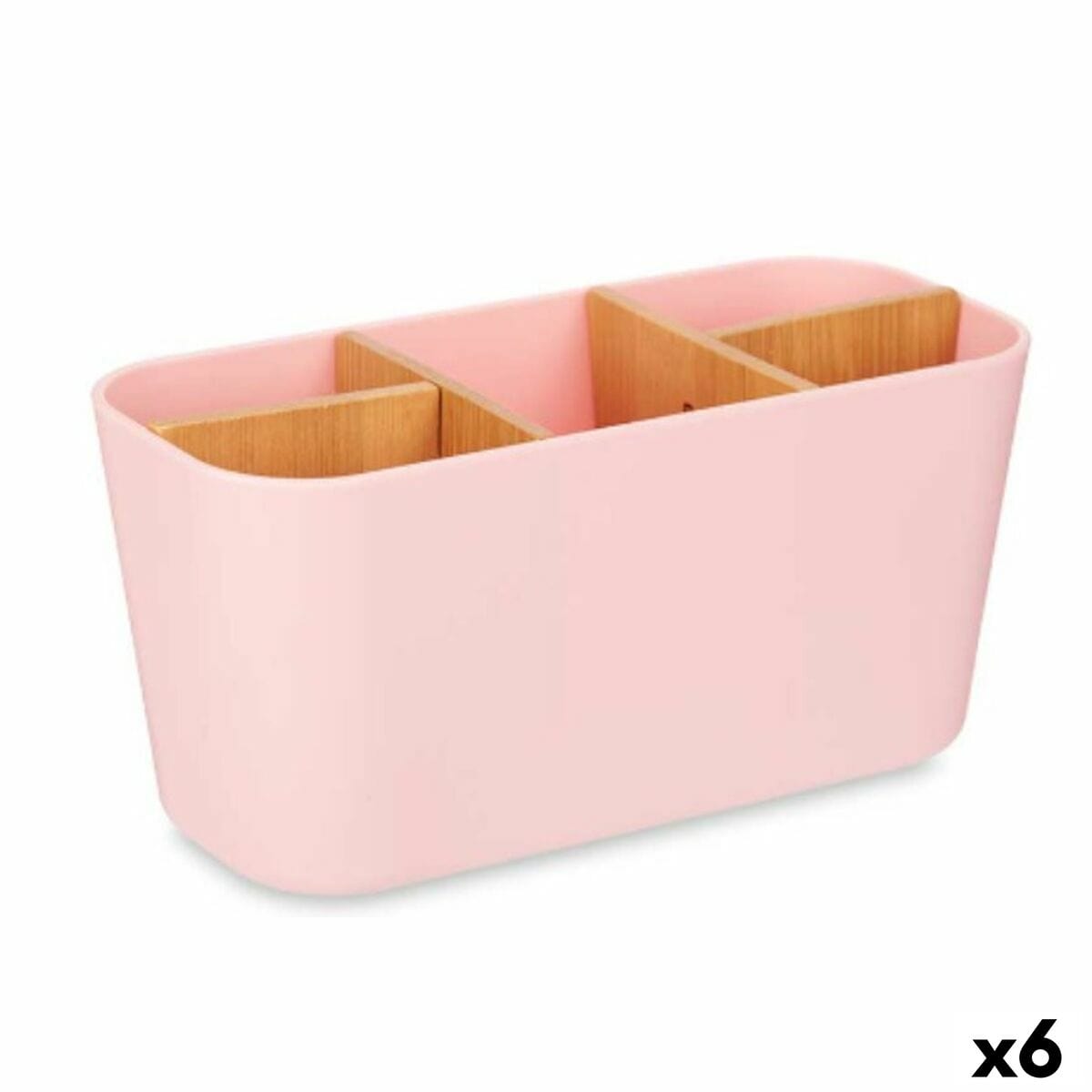 Berilo Haus & Küche, Badezimmer Zahnbürstenhalter Rosa Bambus Polypropylen 21 x 10 x 9 cm (6 Stück)