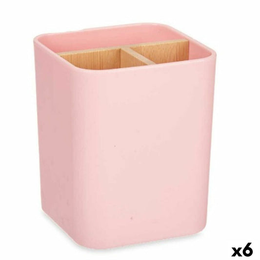 Berilo Haus & Küche, Badezimmer Zahnbürstenhalter Rosa Bambus Polypropylen 9 x 11 x 9 cm (6 Stück)