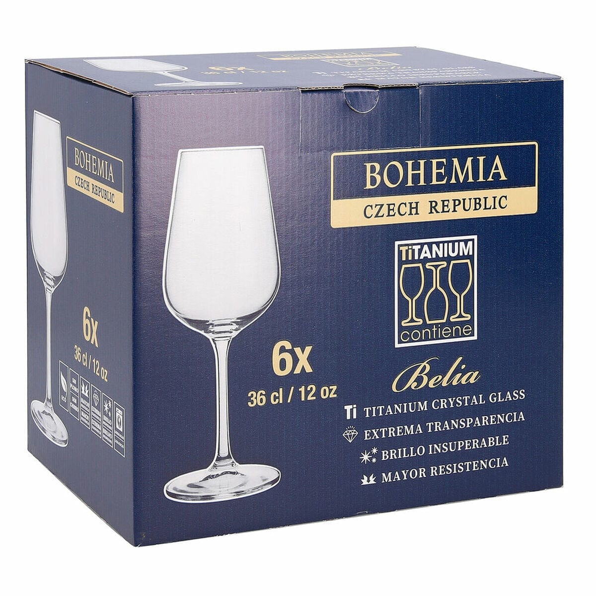 Bohemia Crystal Haus & Küche, Besteck, Geschirr und Glaswaren Weinglas Bohemia Crystal Belia Durchsichtig 6 Stücke 360 ml