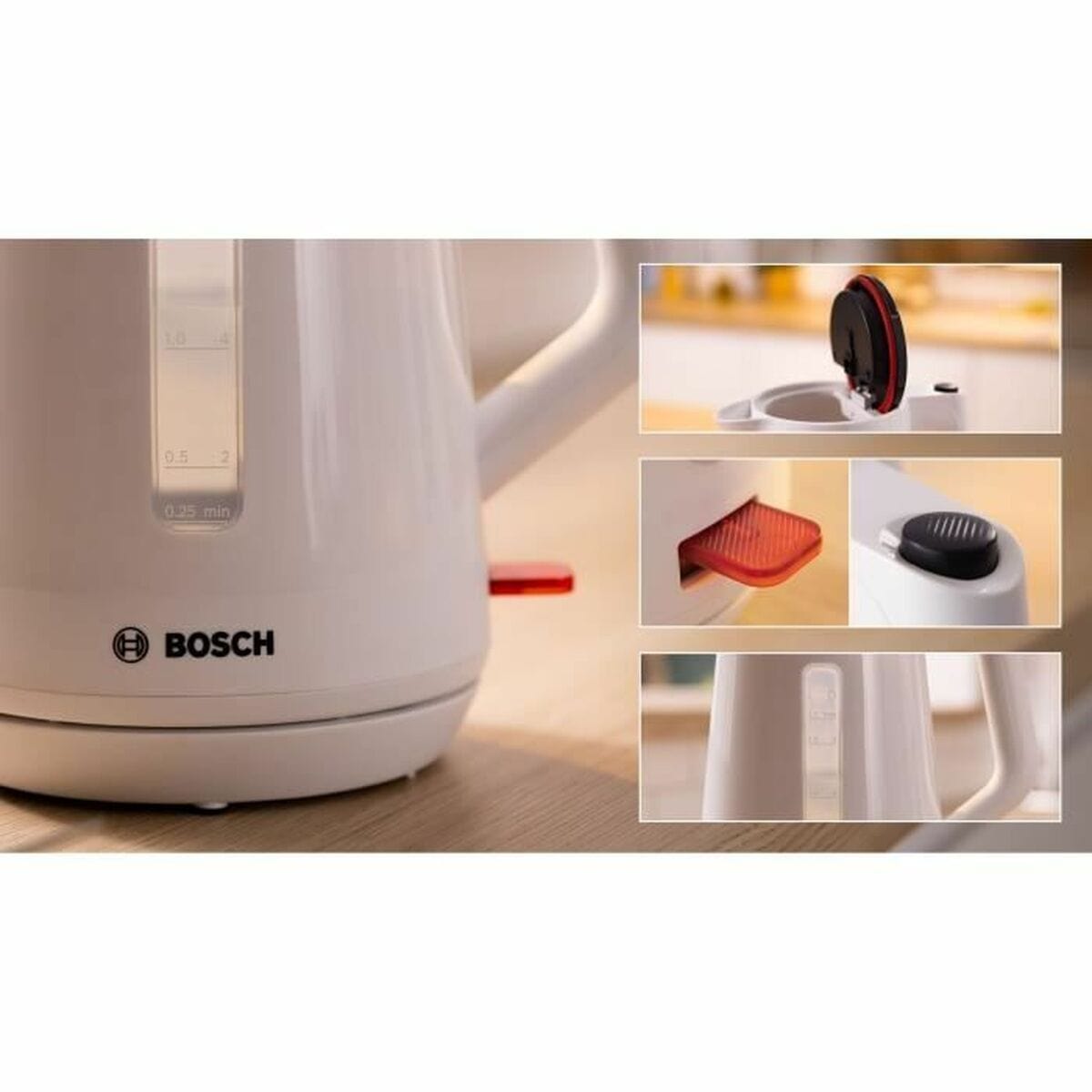 BOSCH Haus & Küche, Kleine Haushaltsgeräte Wasserkocher BOSCH TWK1M121 Weiß Kunststoff 2400 W 1,7 L (1 Stück)