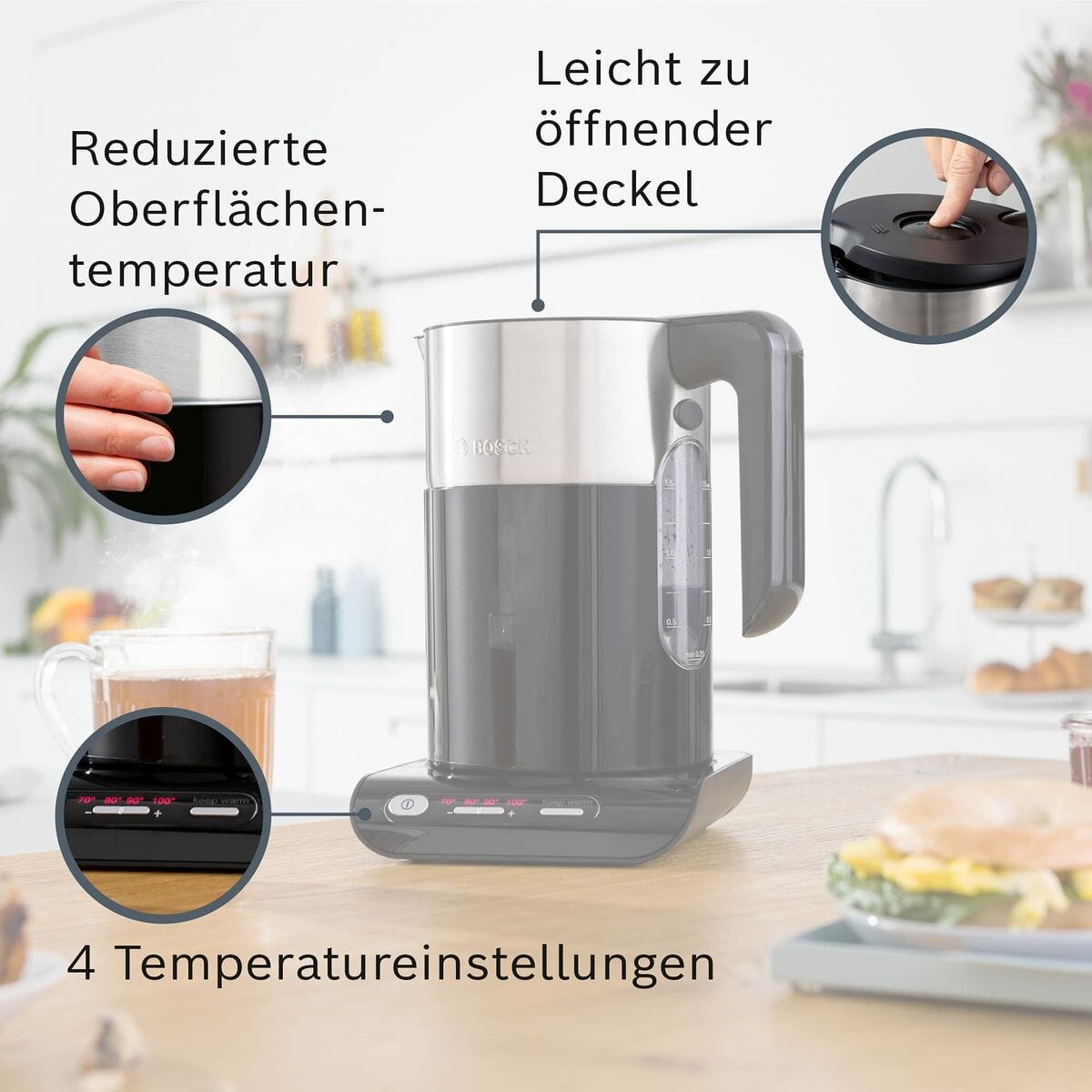 BOSCH Haus & Küche, Kleine Haushaltsgeräte Wasserkocher BOSCH TWK8613 1,5 L Schwarz 2400 W 1,5 L Kunststoff