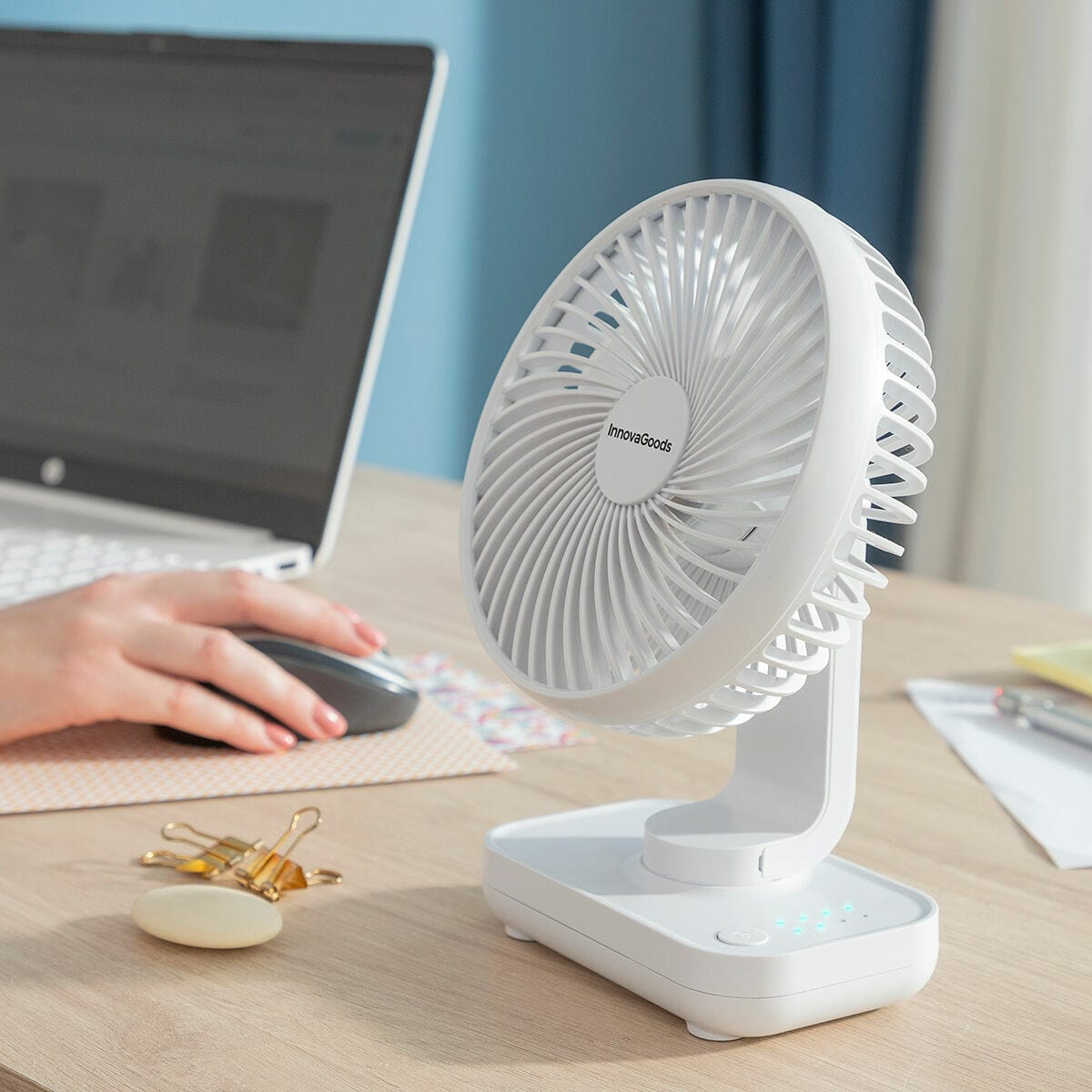 InnovaGoods Haus & Küche, Tragbare Klimageräte Wiederaufladbarer Schreibtischventilator Fanrec InnovaGoods Ø5,4'' 3600 mAh / 13,3 W