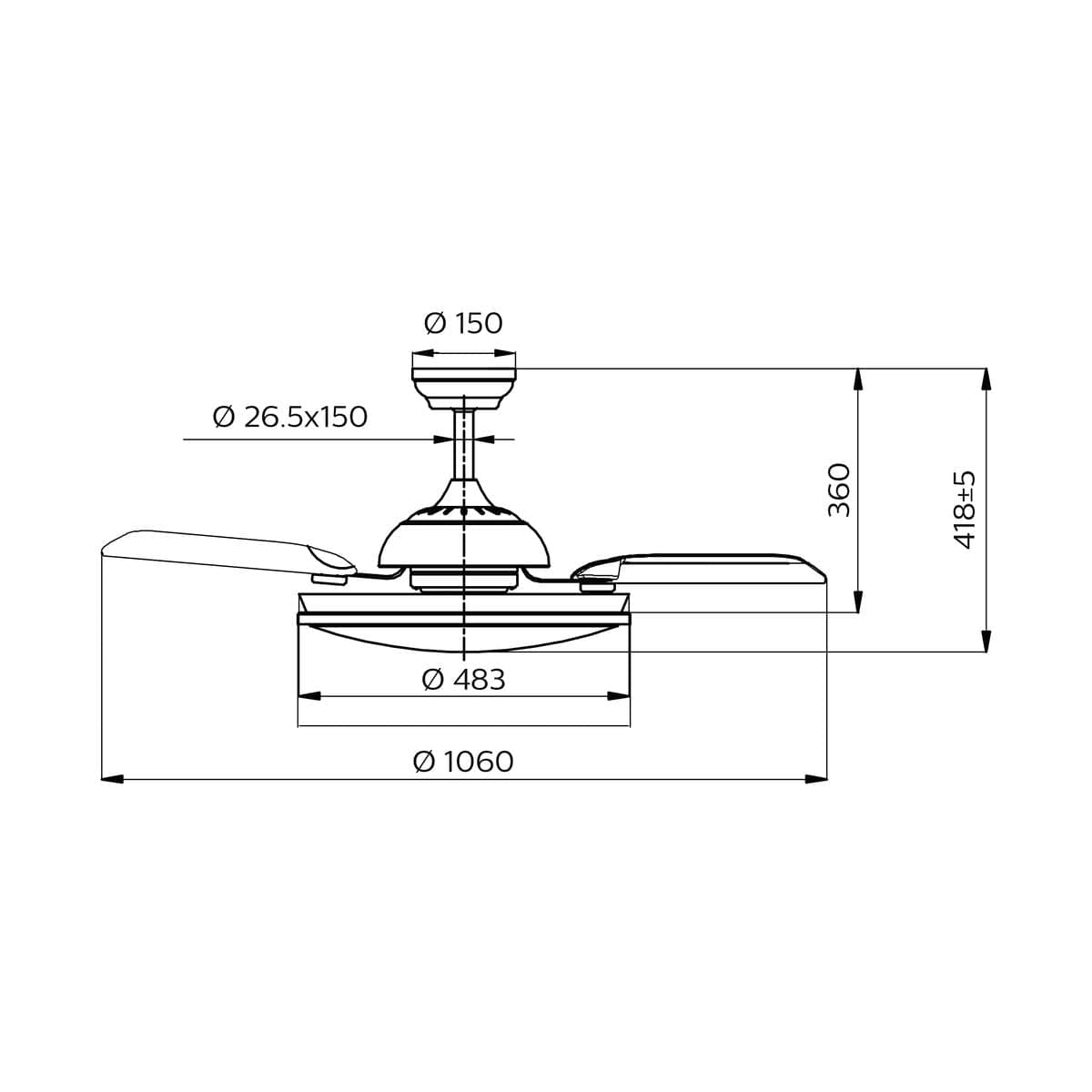 Philips Beleuchtung, Beleuchtung für den Innenbereich Deckenventilator mit Lampe Philips Atlas Weiß 35 W 28 W 4500 Lm