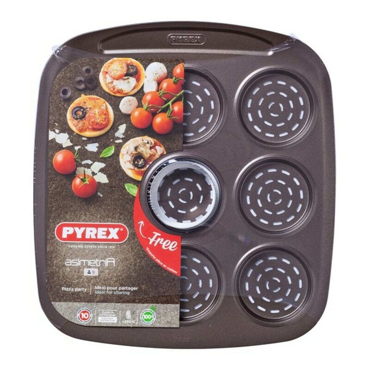 Pyrex Haus & Küche, Küchengeräte Ofenpfanne Pizza Mini Pyrex Asimetria Verzinkter Stahl (9 Fächer) (16 x 16 cm)