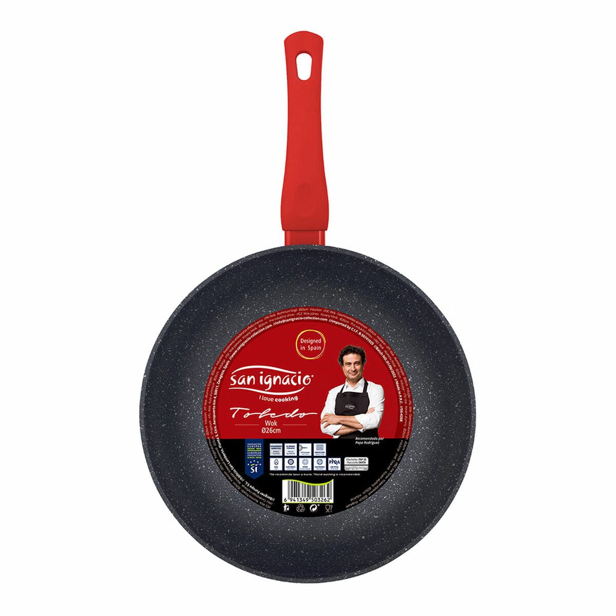 San Ignacio Haus & Küche, Küchengeräte Wok Pfanne San Ignacio Toledo SG-6268 Schwarz Aluminium Ø 26 cm