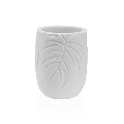 Versa Haus & Küche, Badezimmer Zahnbürstenhalter Versa Palm Weiß Harz 7 x 9 x 7 cm