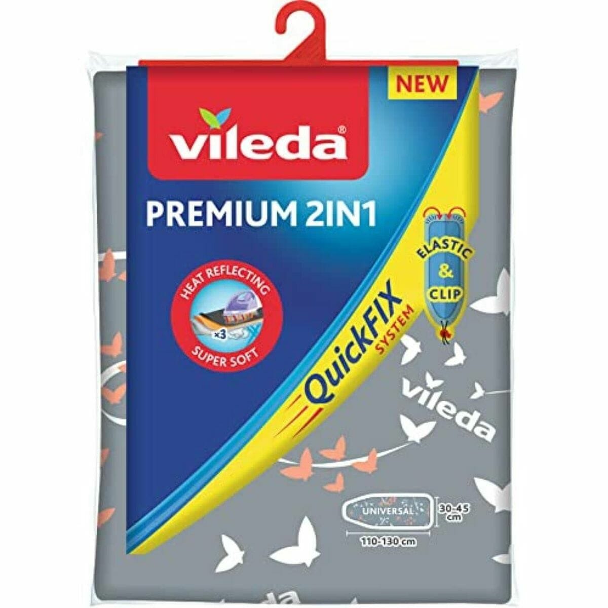 Vileda Haus & Küche, Bügeleisen, Bügelbretter und Zubehör Bügelbrettbezug Vileda 163229 Premium 2-in-1 Grau (130 x 45 cm)